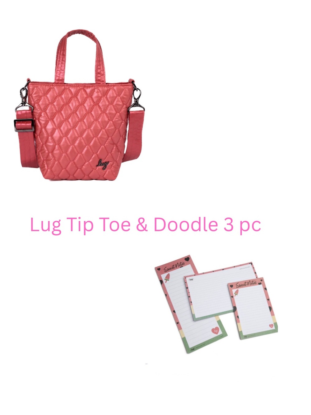 Lug Tip Toe Crossbody Bag Metallic Watermelon & Doodle Notepad 3pk Popsicle Pink
